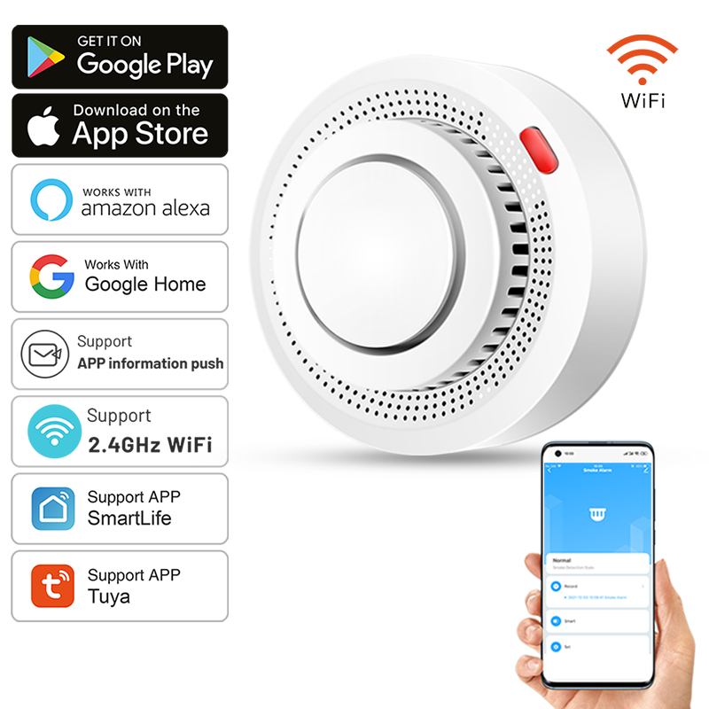 Tuya Smart WiFi Smoke Sensor F - Smoke Detector Interconnected ulasan dan harga