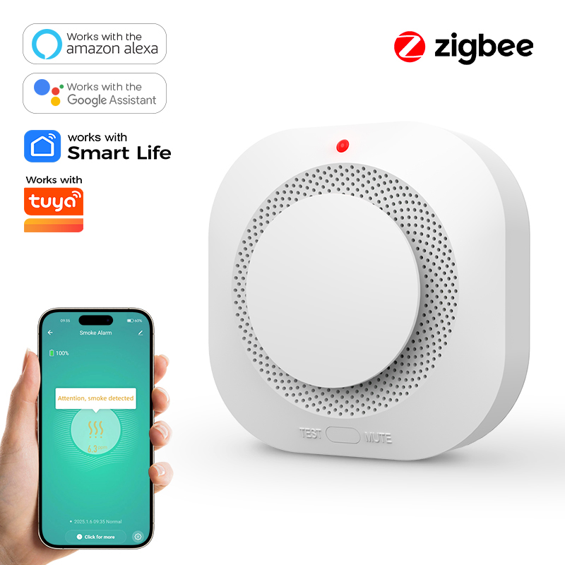 ZIGBEE Smoke Detector Home Sec - Smoke Detector Interconnected ulasan dan harga