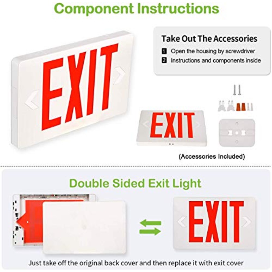 Ultra Slim LED Exit Sign, Red  - Emergency Exit Sign ulasan dan harga