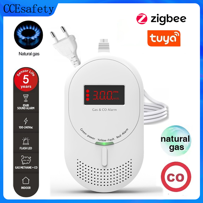 CCEsafety Zigbee Tuya Gas CO D - Co Detector Plug ulasan dan harga