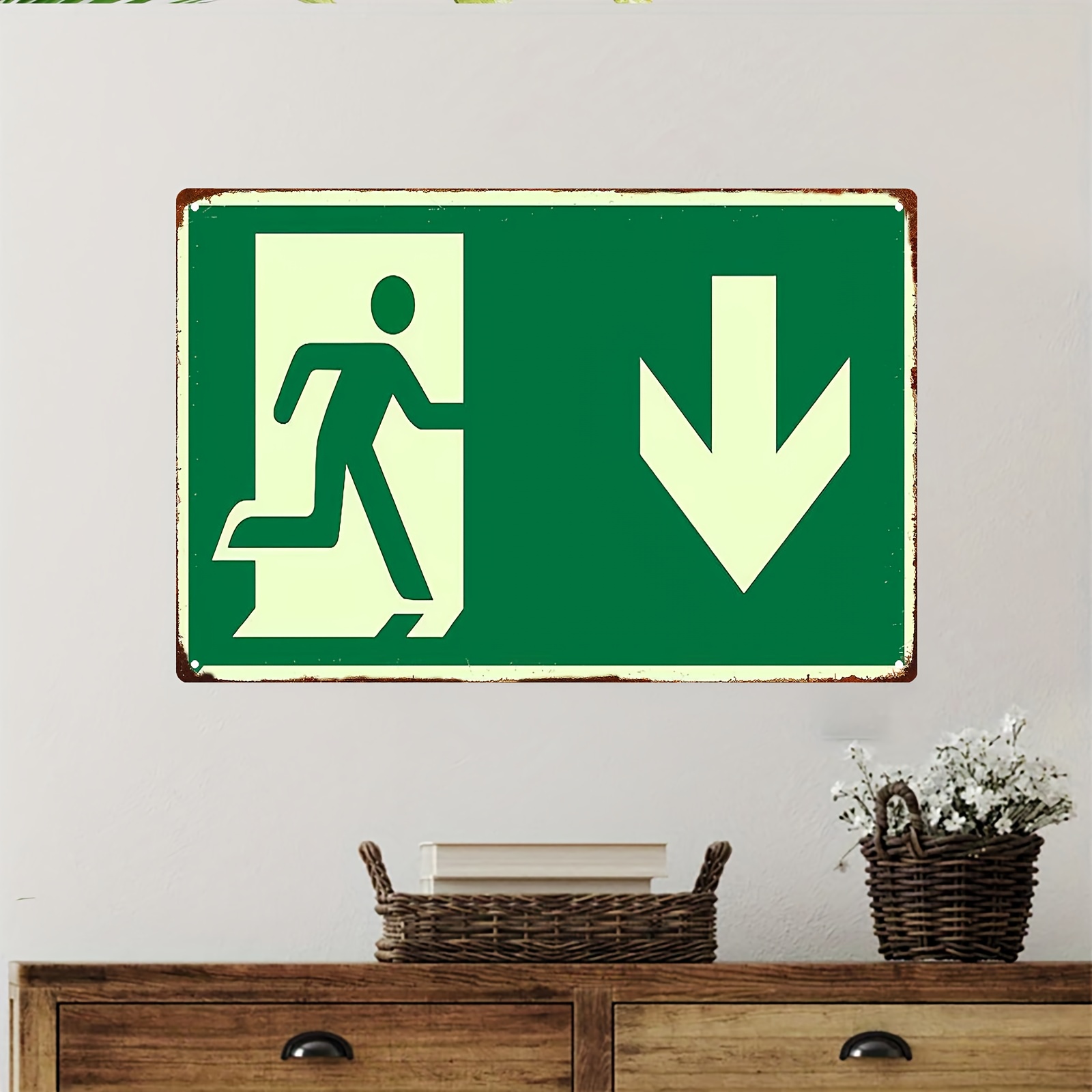 2D Vintage Metal Iron Sign | P - Emergency Exit Sign ulasan dan harga