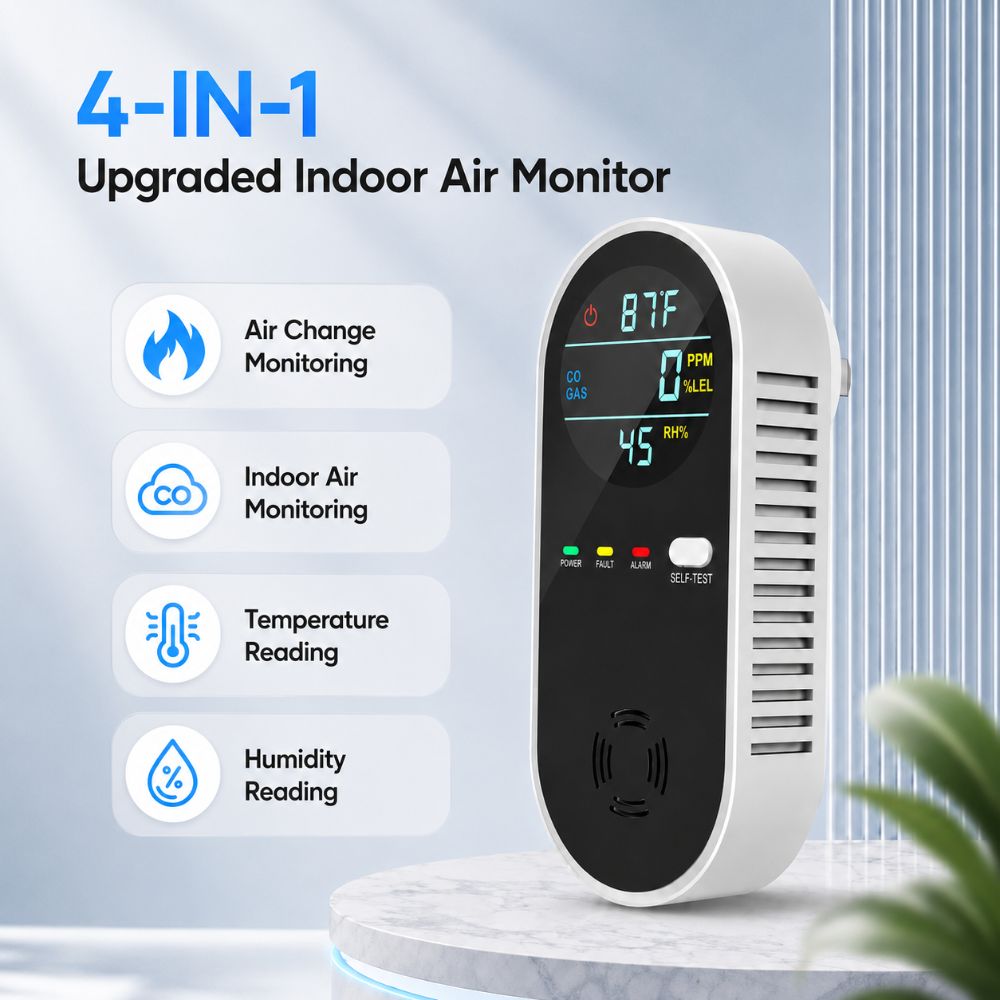 4 in 1 LED Display Gas Detecto - Co Detector Plug ulasan dan harga