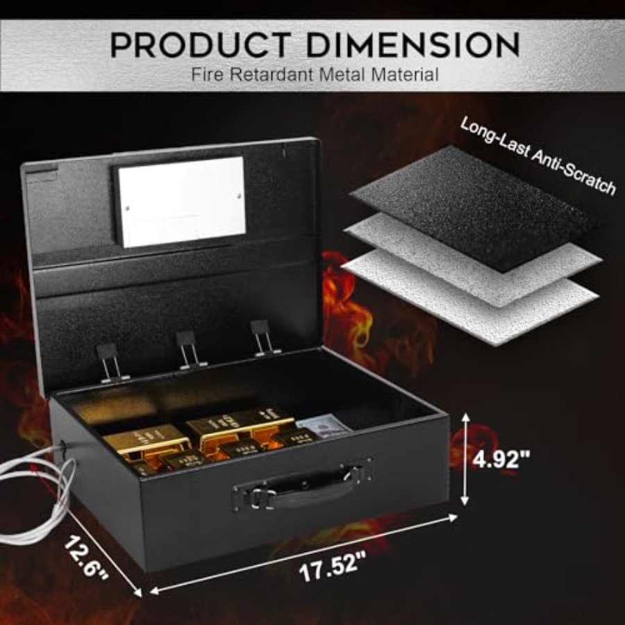 Portable Metal Safe Box with D - Fire Safe Document ulasan dan harga