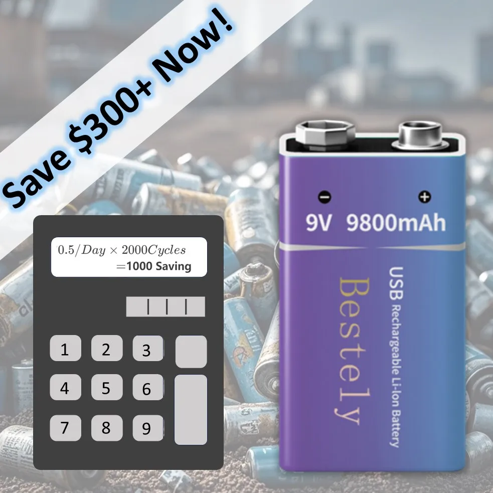 Rechargeable 9V Battery, 9800m - Smoke Detector Interconnected ulasan dan harga