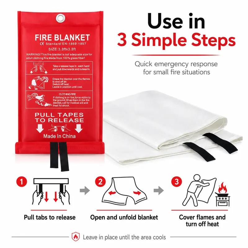 4 Pack Fiberglass Emergency Fi - Fire Blanket Kitchen ulasan dan harga