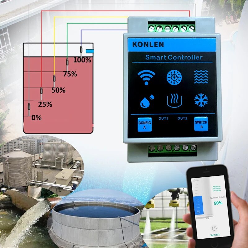KONLEN Tuya Water Level Sensor - Water Alarm Sensor ulasan dan harga