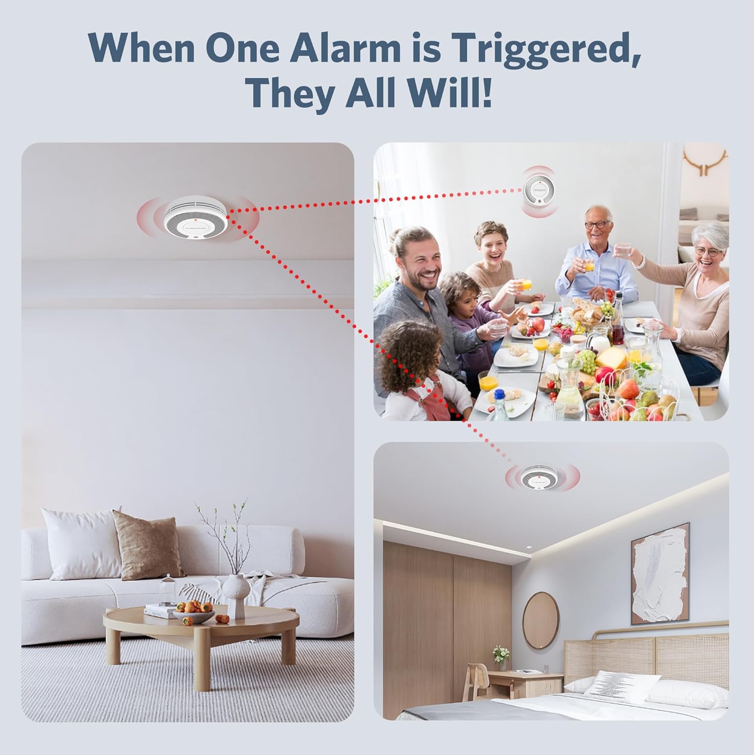 Wireless Interlinked Tuya Smok - Smoke Detector Interconnected ulasan dan harga