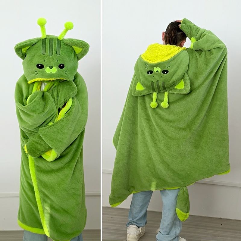 Cartoon Cute Alien Cat Hooded  - Fire Blanket Kitchen ulasan dan harga