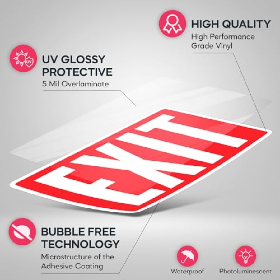 Exit Sign Stickers, Glow in th - Emergency Exit Sign ulasan dan harga