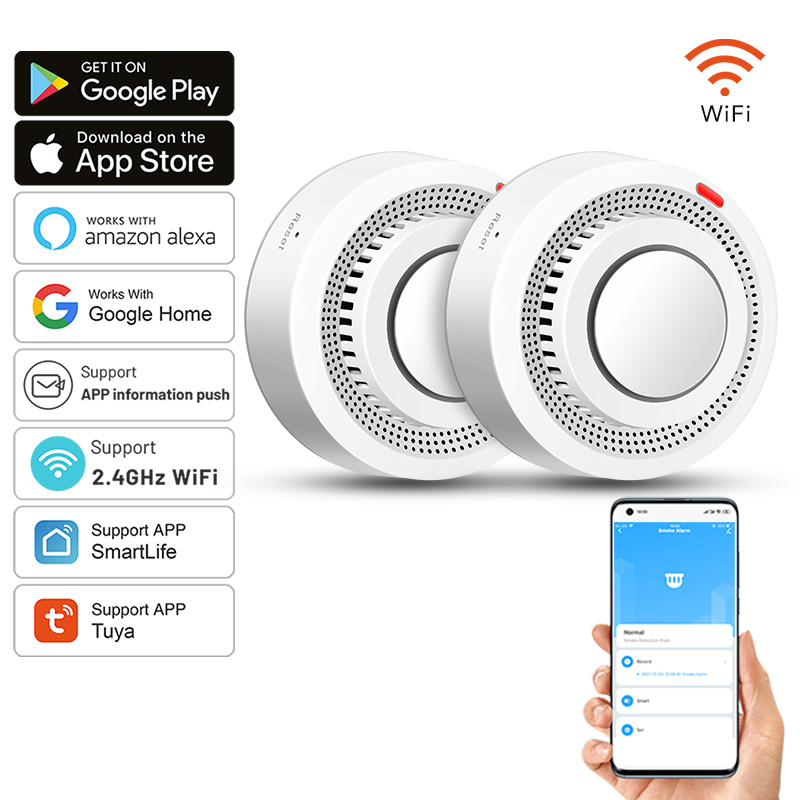 2 Pack Tuya Smart WiFi Smoke D - Smoke Detector Interconnected ulasan dan harga