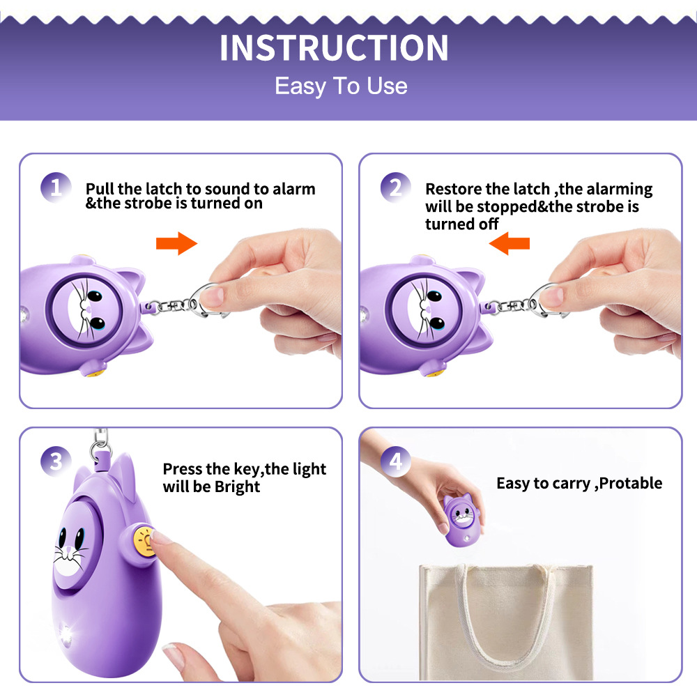 H8 2024 New Cute Cat Personal  - Personal Alarm Keychain ulasan dan harga
