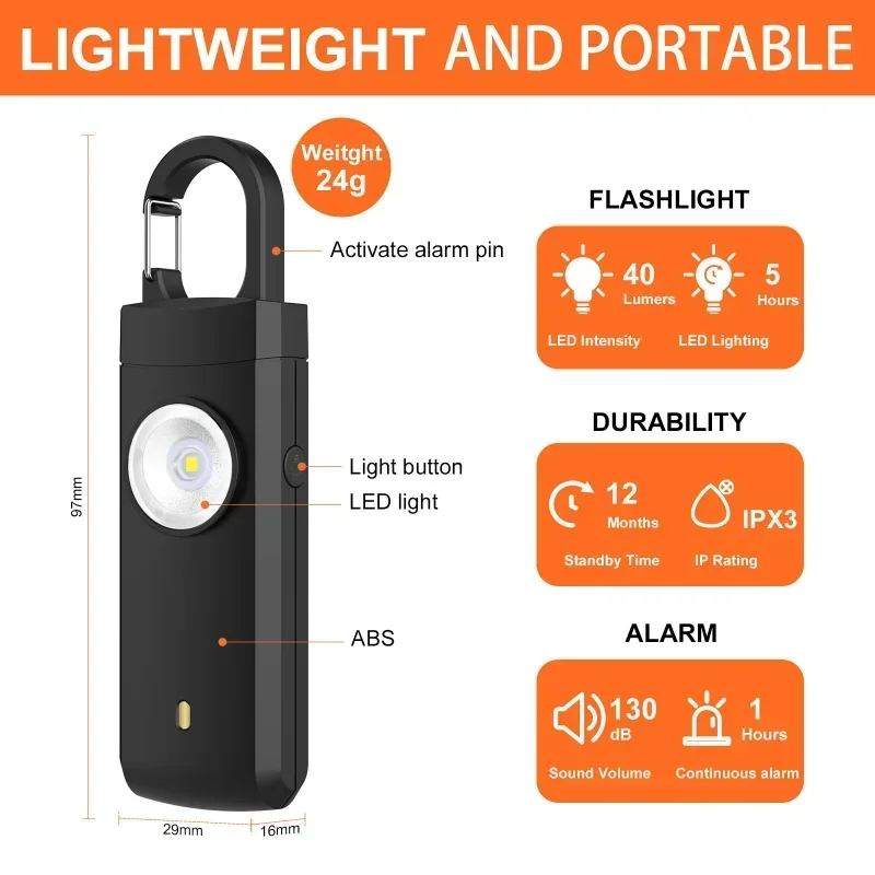 Self Defense LED Flashlight US - Personal Alarm Keychain ulasan dan harga