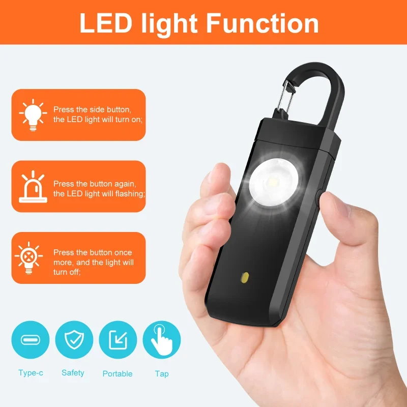 Self Defense LED Flashlight US - Personal Alarm Keychain ulasan dan harga