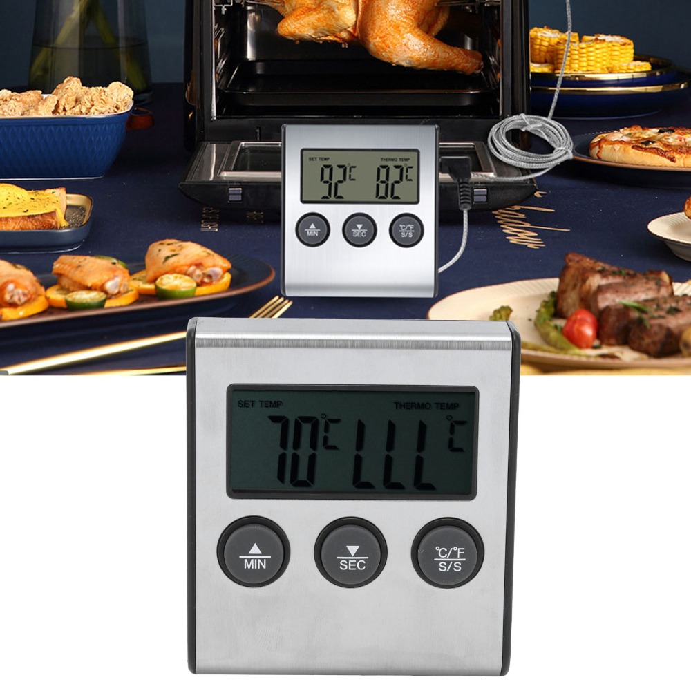 Silver Digital BBQ Meat Thermo - Pool Alarm Float ulasan dan harga